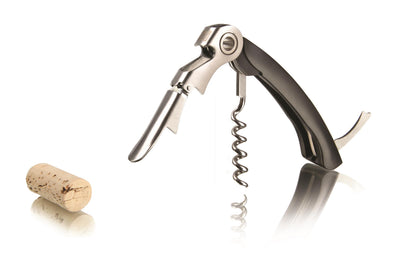 Vacu Vin Waiter's Corkscrew Dual Hinge w/ Bottle Opener & Foil Cutter - Black
