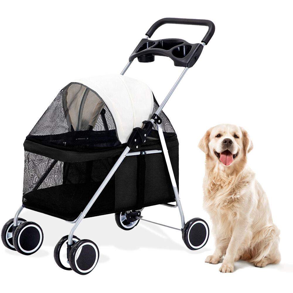 CRITTER SITTERS Single 4 Wheel Pet Stroller for Pets 33 Lbs. and Under, Black
