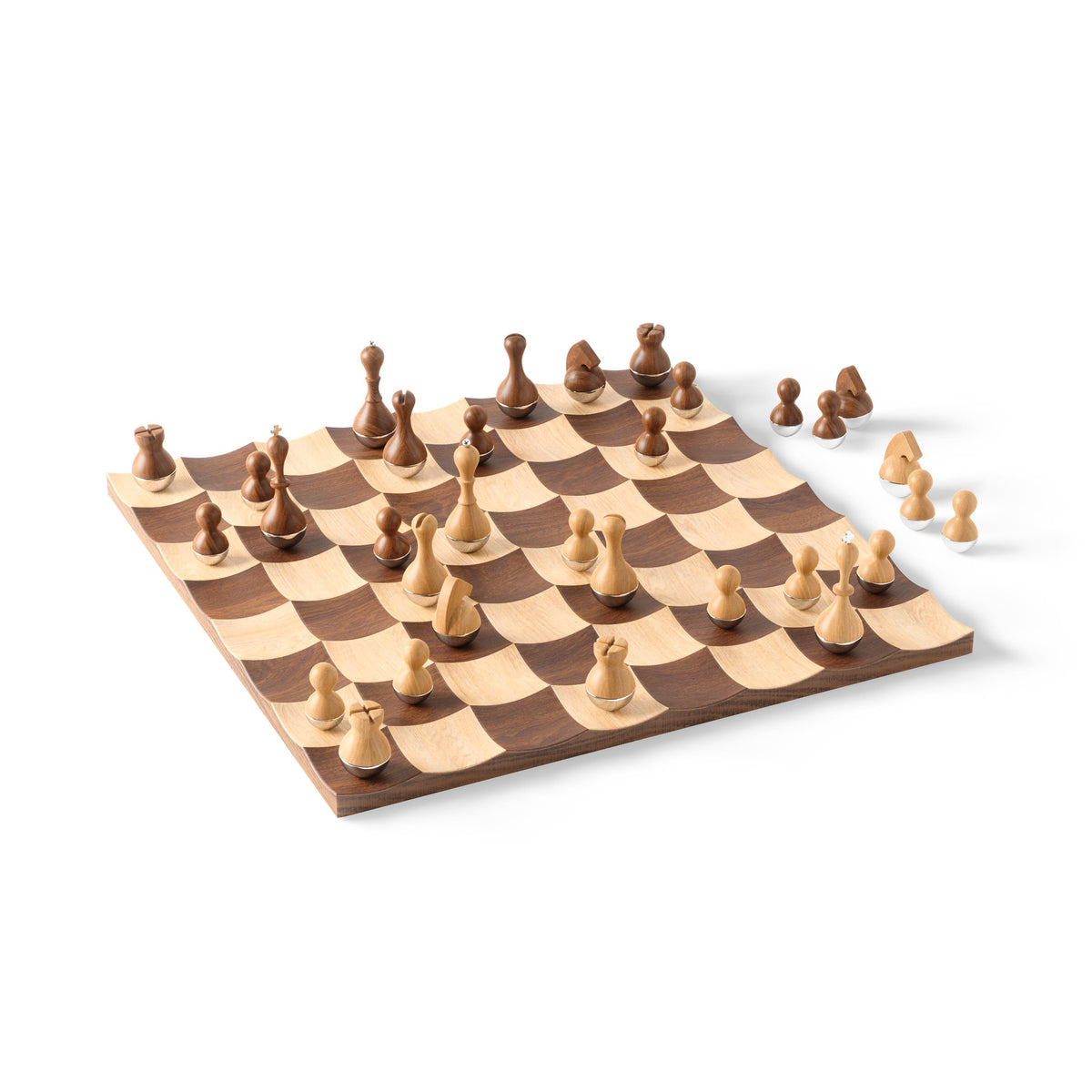 Umbra Wobble Chess Set Walnut