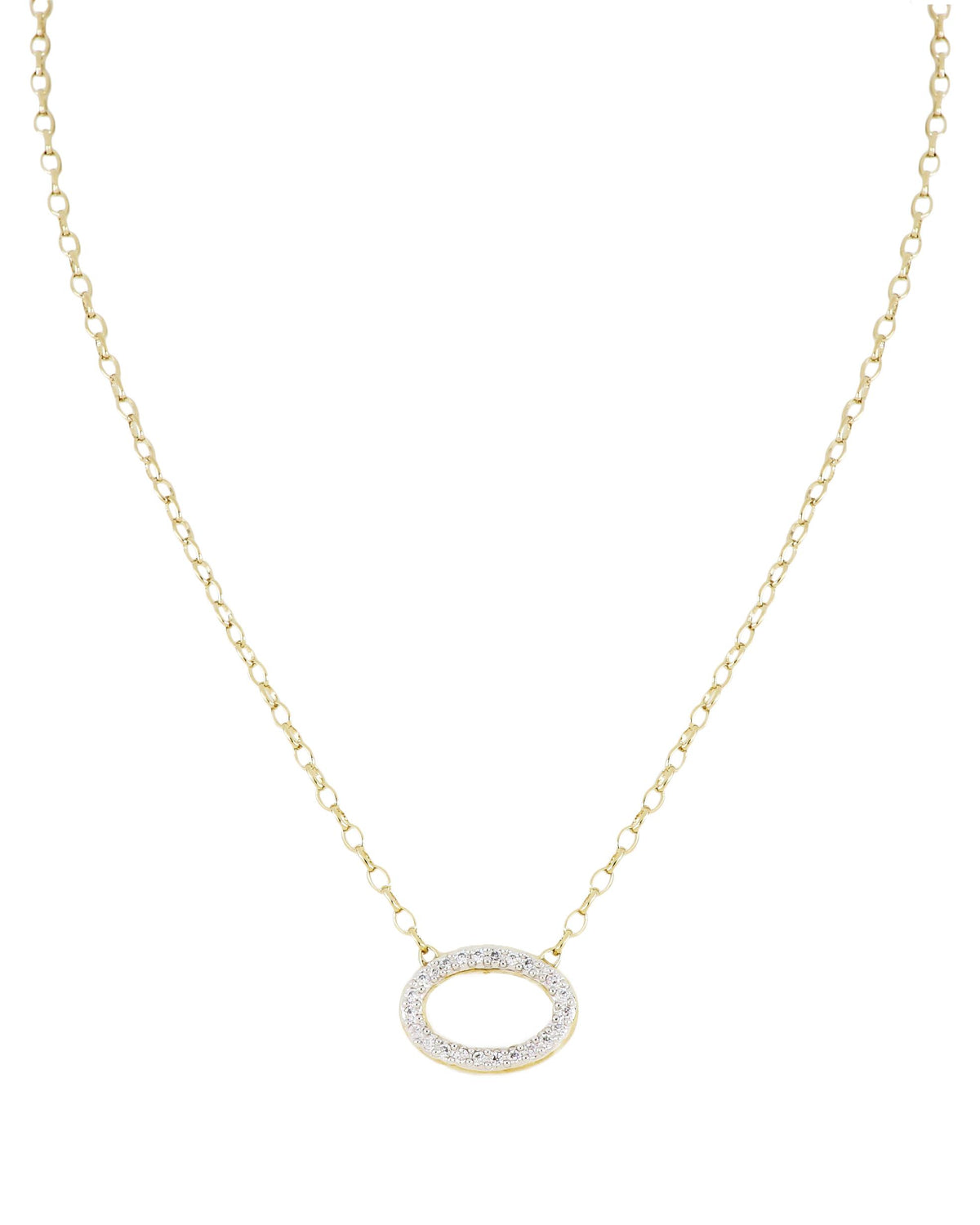 John Medeiros Aldrava Collection - Oval Pave Necklace, Gold. 16'-18" chain, 1.5" Dia. Oval Pendant