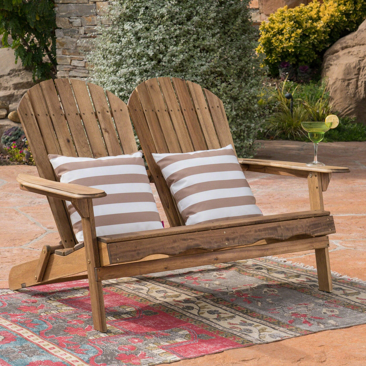 Stark Home Malibu Outdoor Acacia Wood Adirondack Loveseat