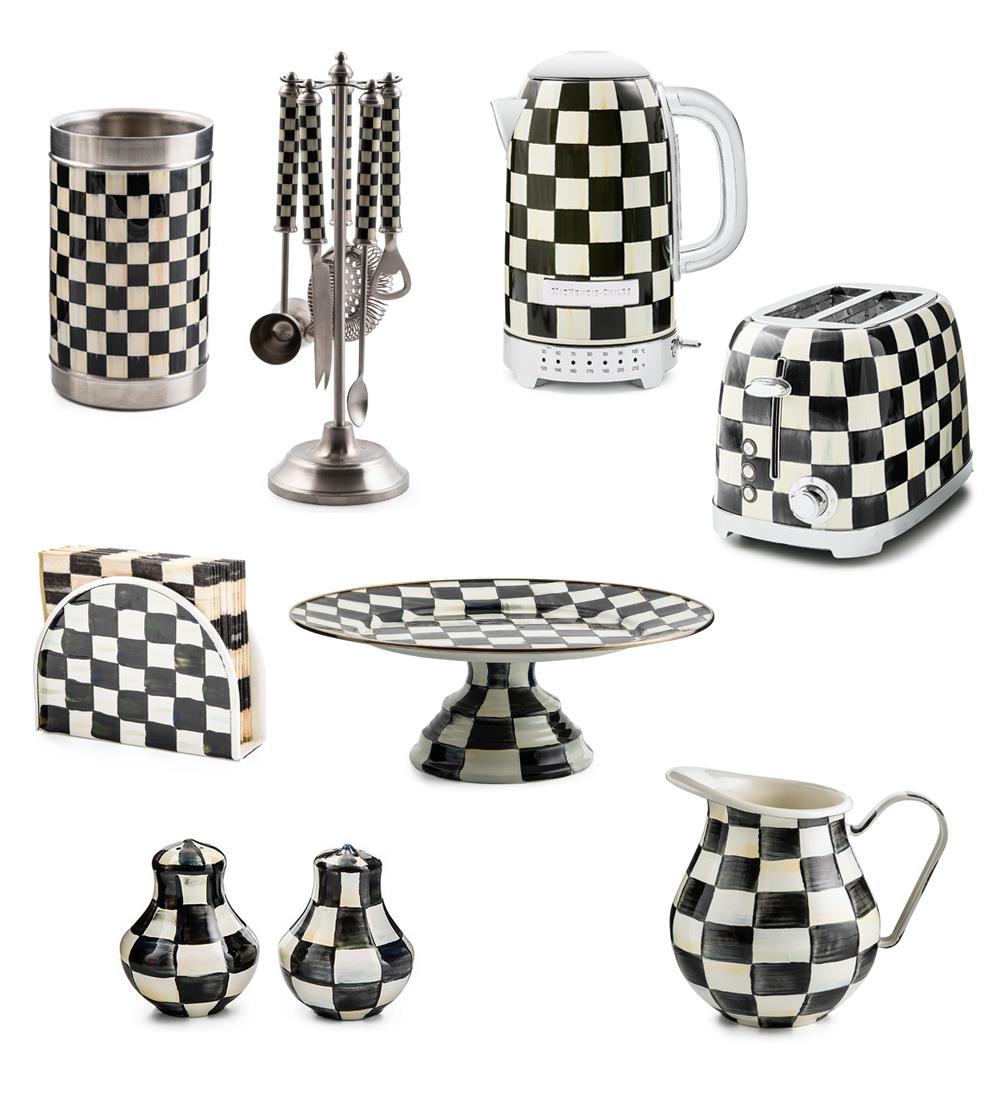 MacKenzie Childs Courtly Check Perfect Hostess Set