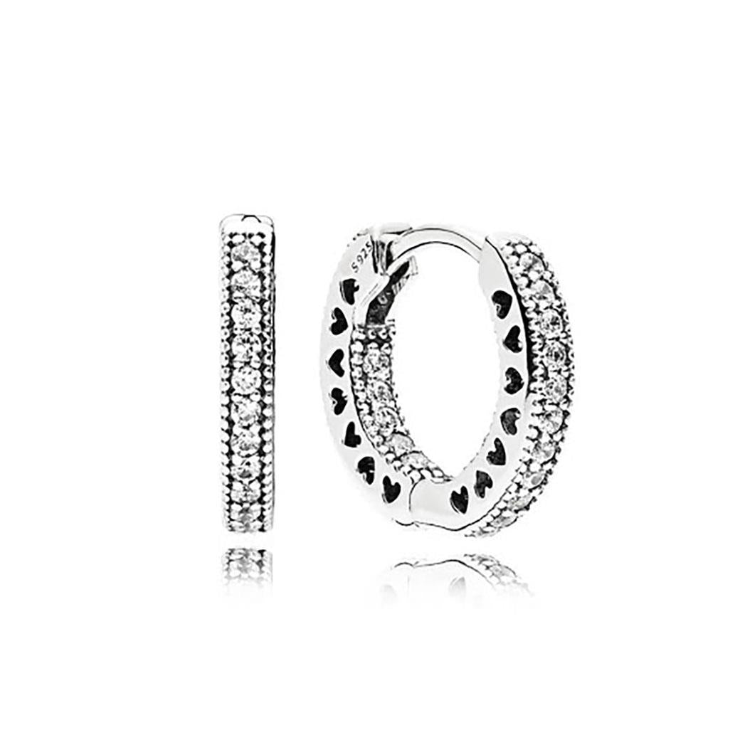 Pandora Pave Heart Hoop Earrings