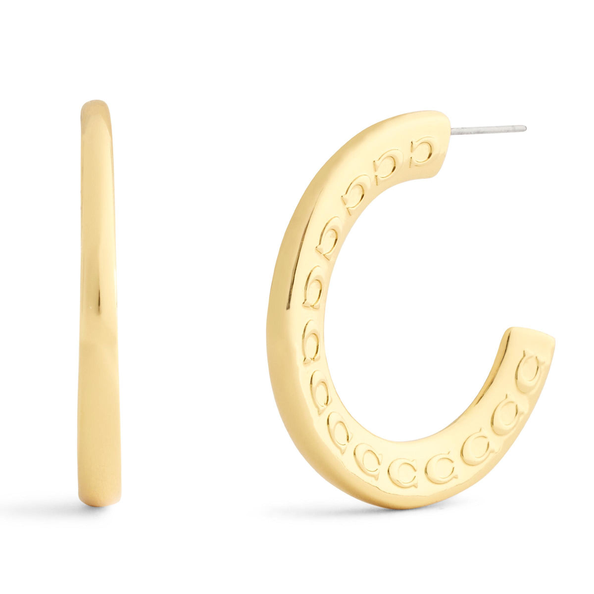 COACH Signature C Large Hoop Earrings - Gold