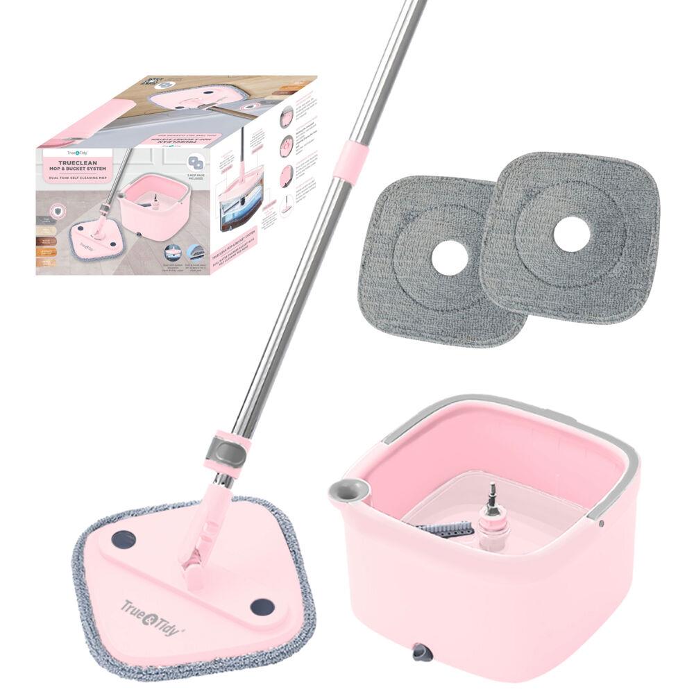 SALAV True & Tidy TrueClean Spin Mop & Bucket System, Rose