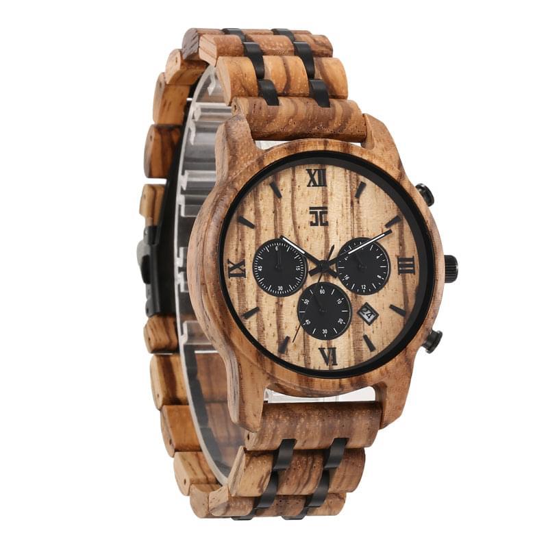 Joycoast Breiler Zebra Wood Chronograph Wooden Watch