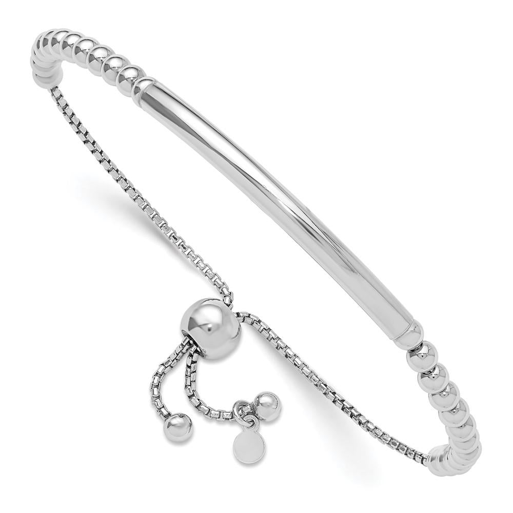 Distinctive Sterling Silver Polished Beaded Adjustable Bracelet