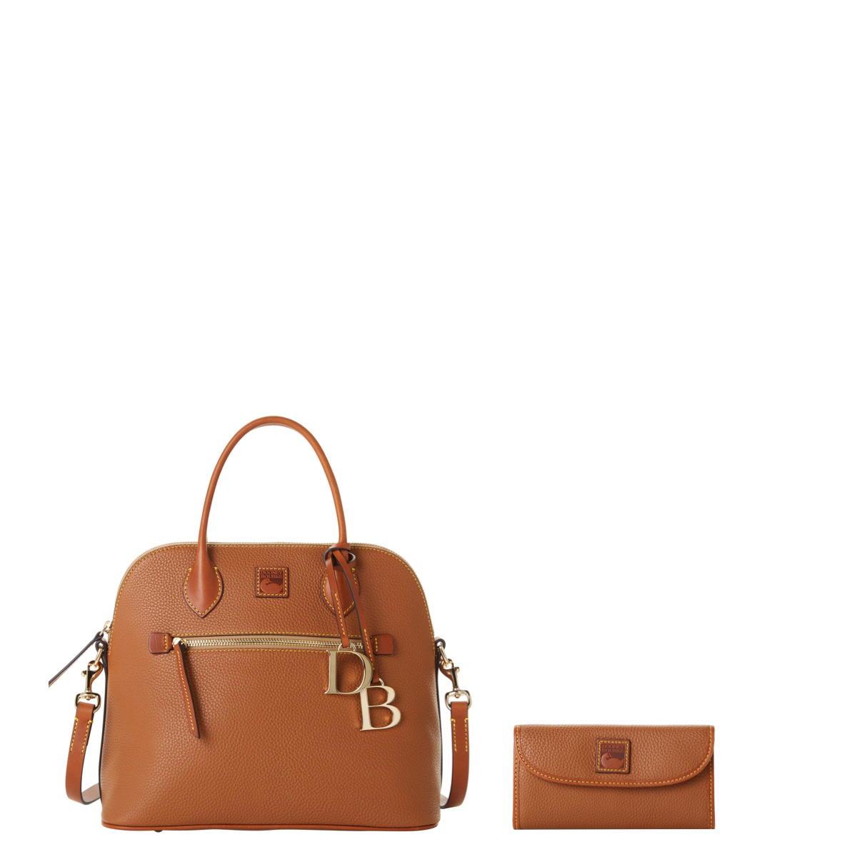 Dooney & Bourke Pebble Grain Large Domed Satchel and Continental Clutch Set