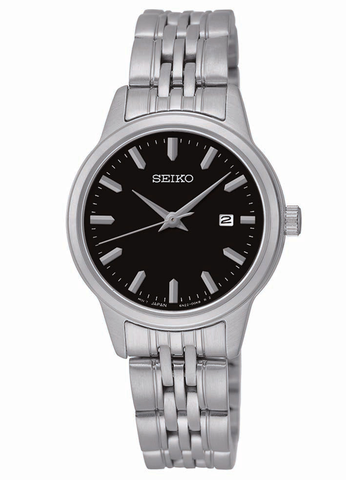 Seiko Ladies PRIME Analog Silver Case Black Dial