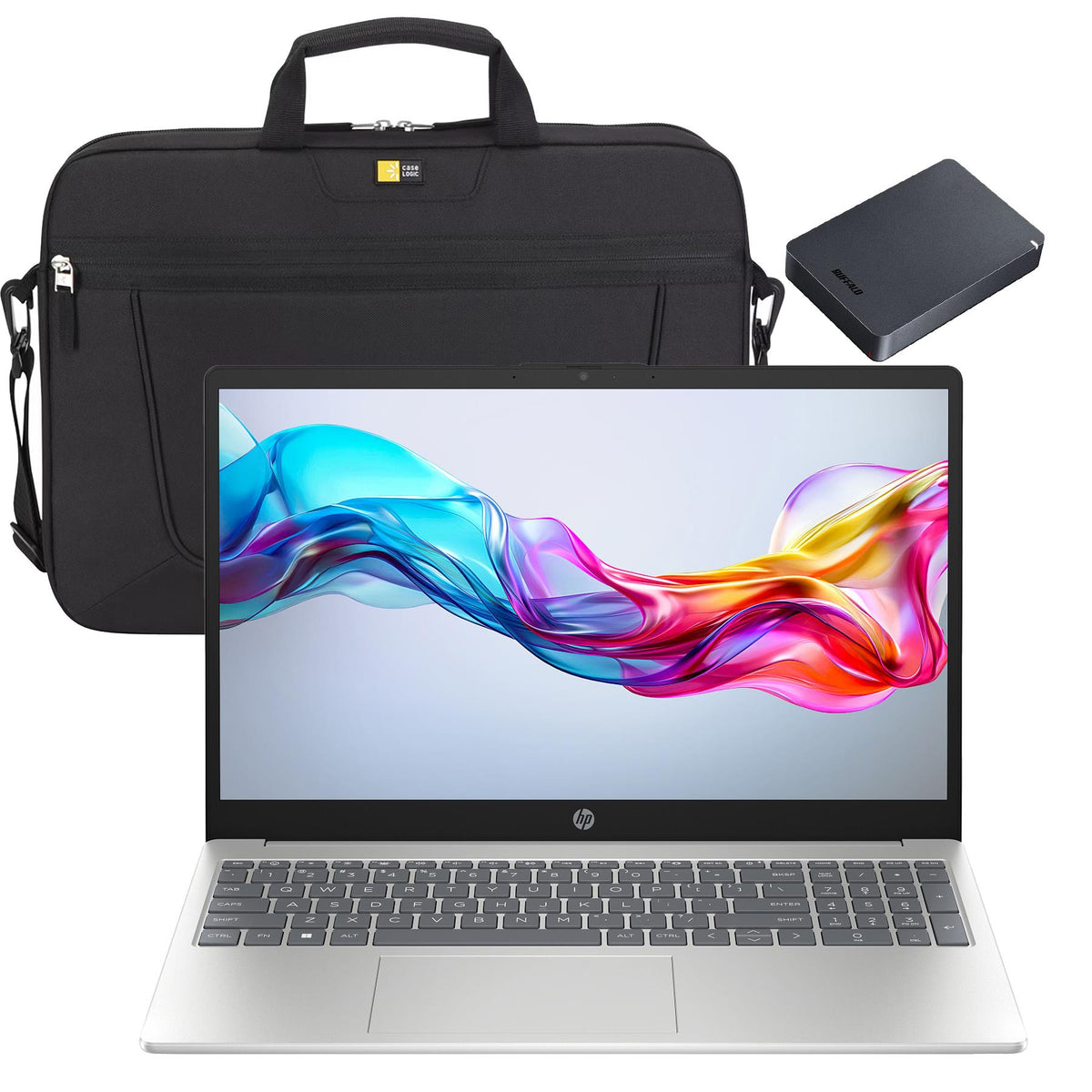 Hewlett Packard 16" Touchscreen Notebook, carrying case, 1TB portable hard drive