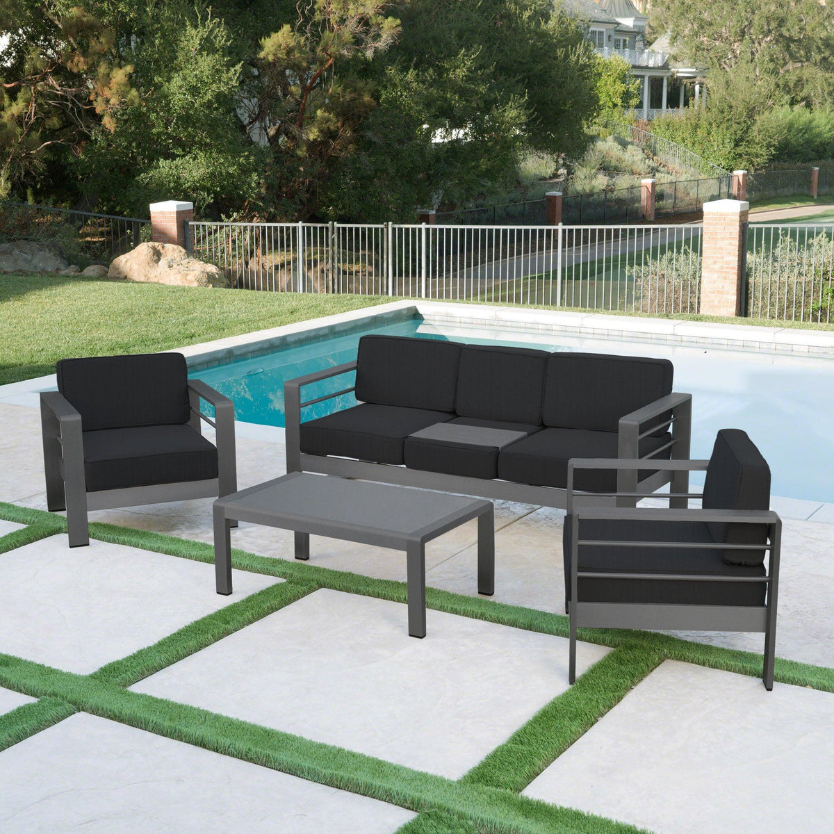 Stark Home Cape Coral Outdoor Aluminum 4Pc Sofa Chat Set