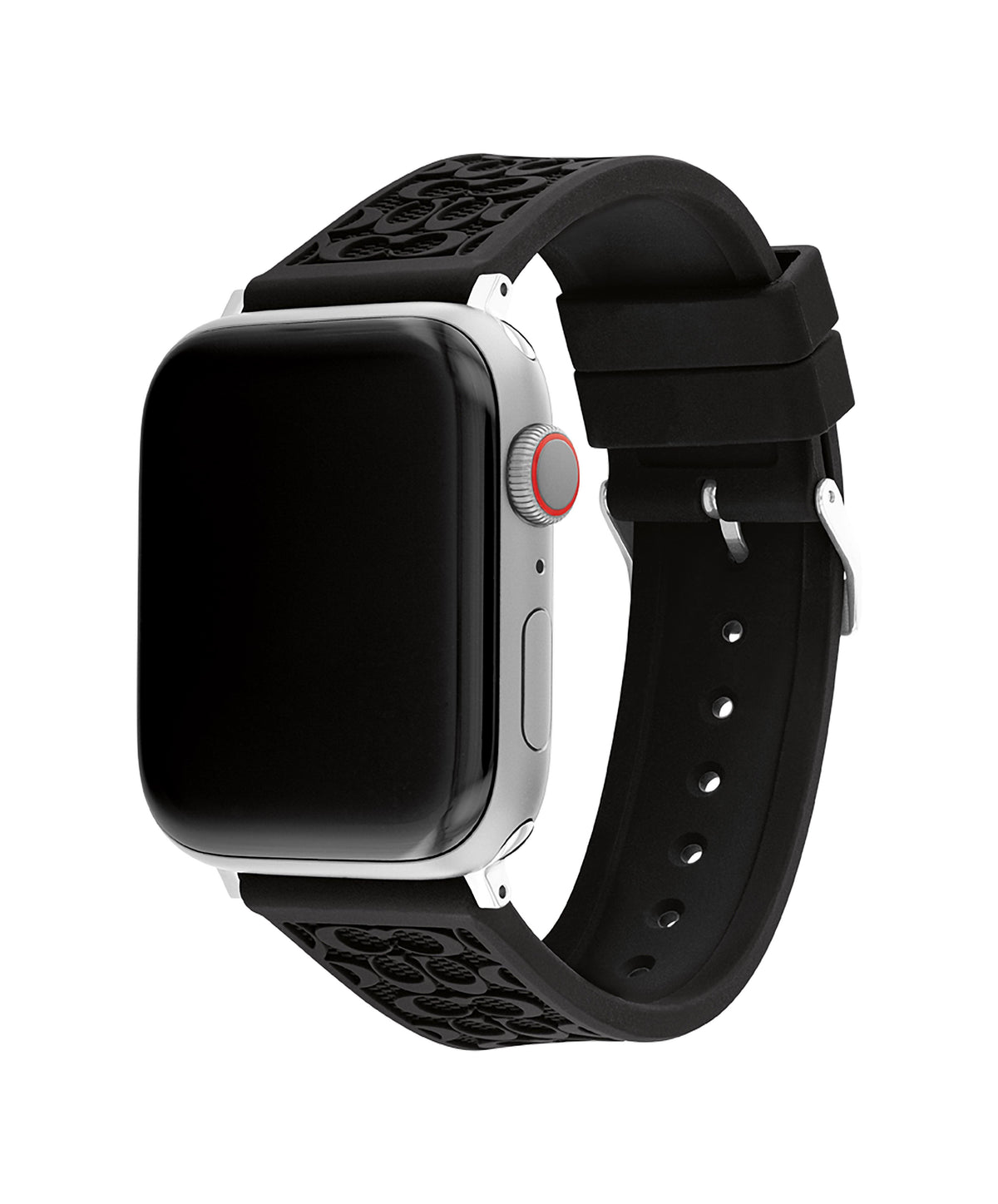 Coach Black Rubber Apple Watch Strap w/ "C" Logos 42mm & 44mm