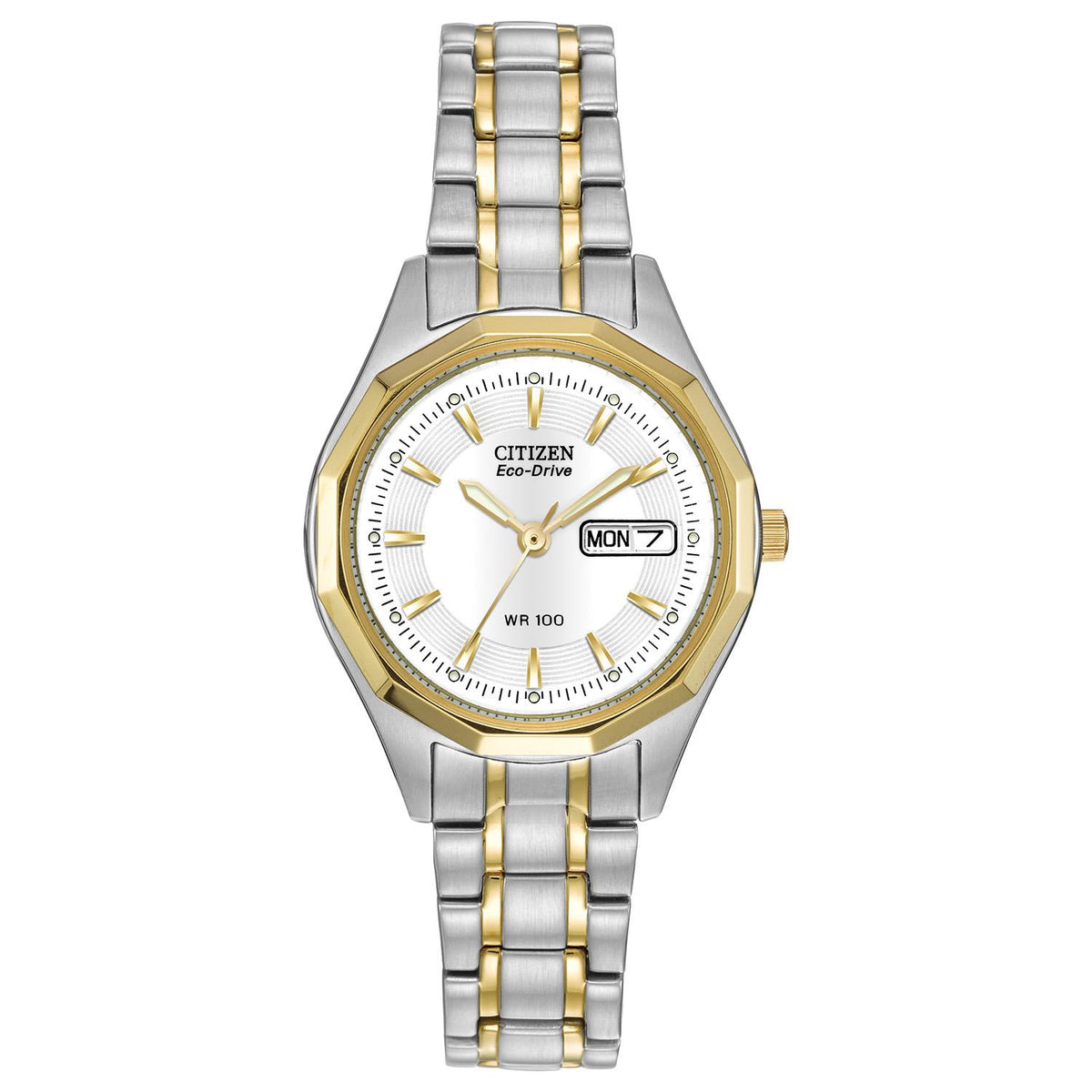 Citizen Ladies' Corso Eco-Drive Two-Tone Stainless Steel 12-Sided Watch White Dial