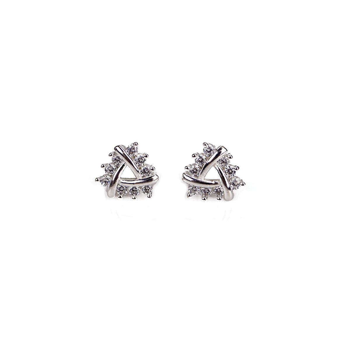 Completely Bella Silver and CZ Triad Earrings