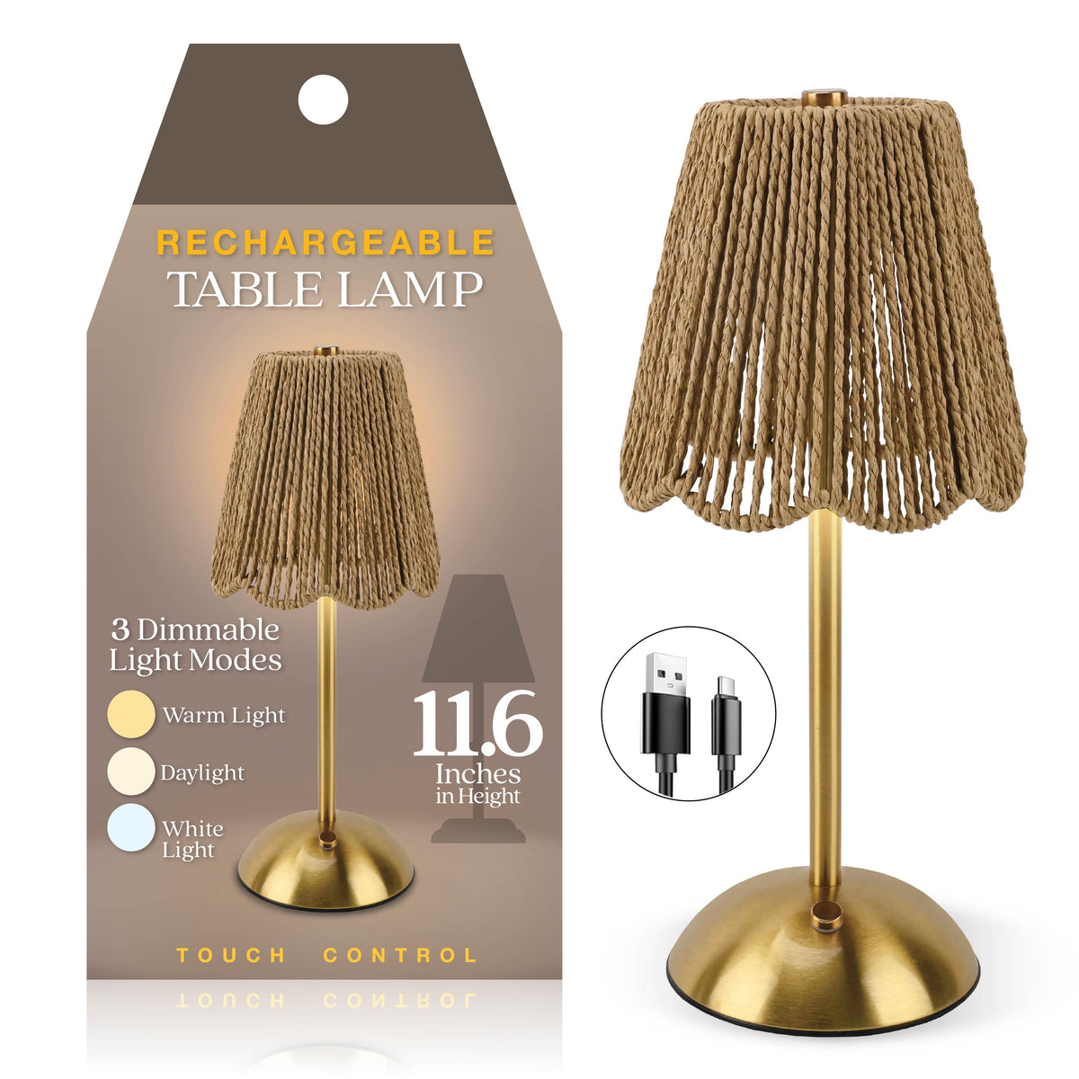 Bell + Howell Table String Lamp Portable Rechargeable Size 12"