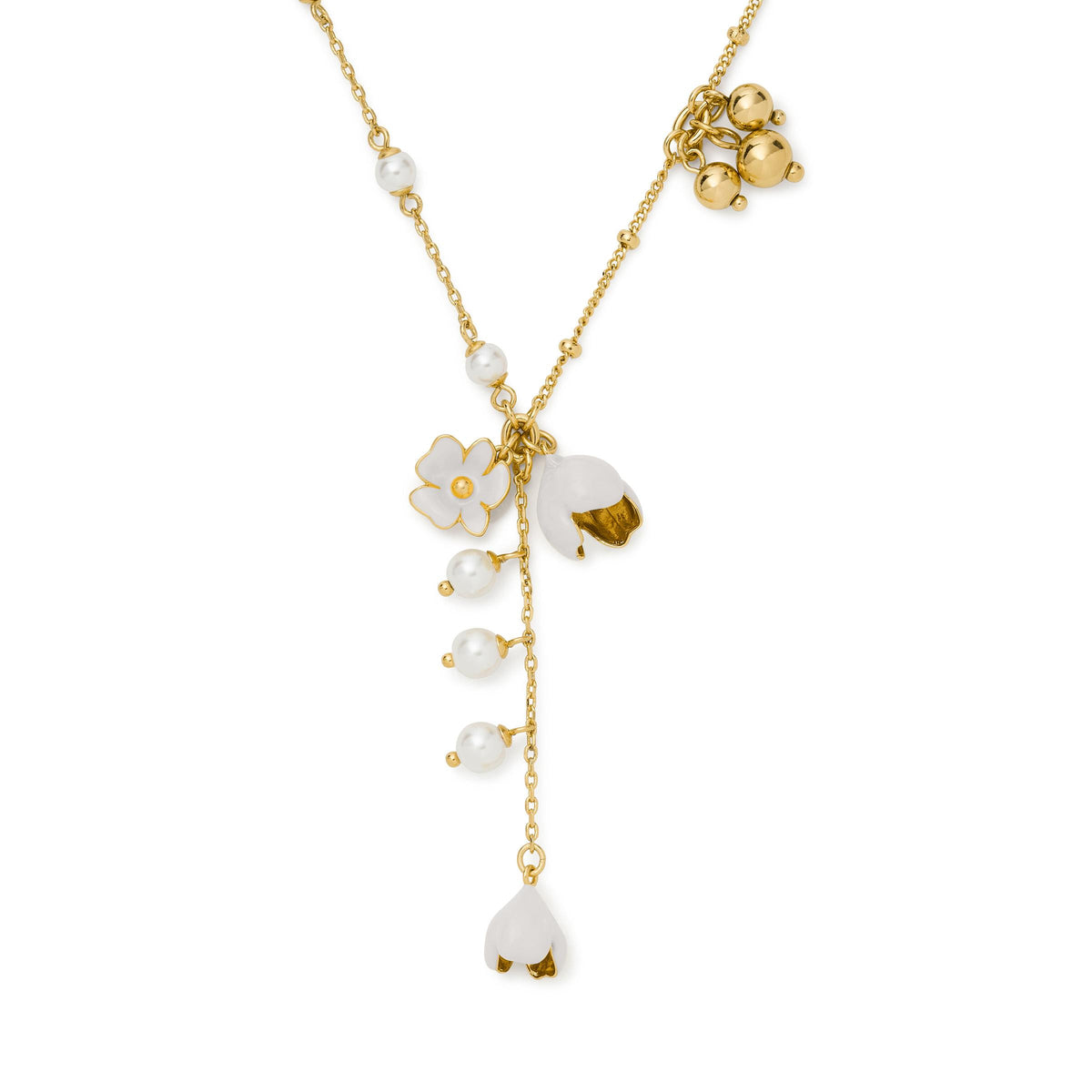 kate spade new york Golden Bloom Y Necklace - White/Gold