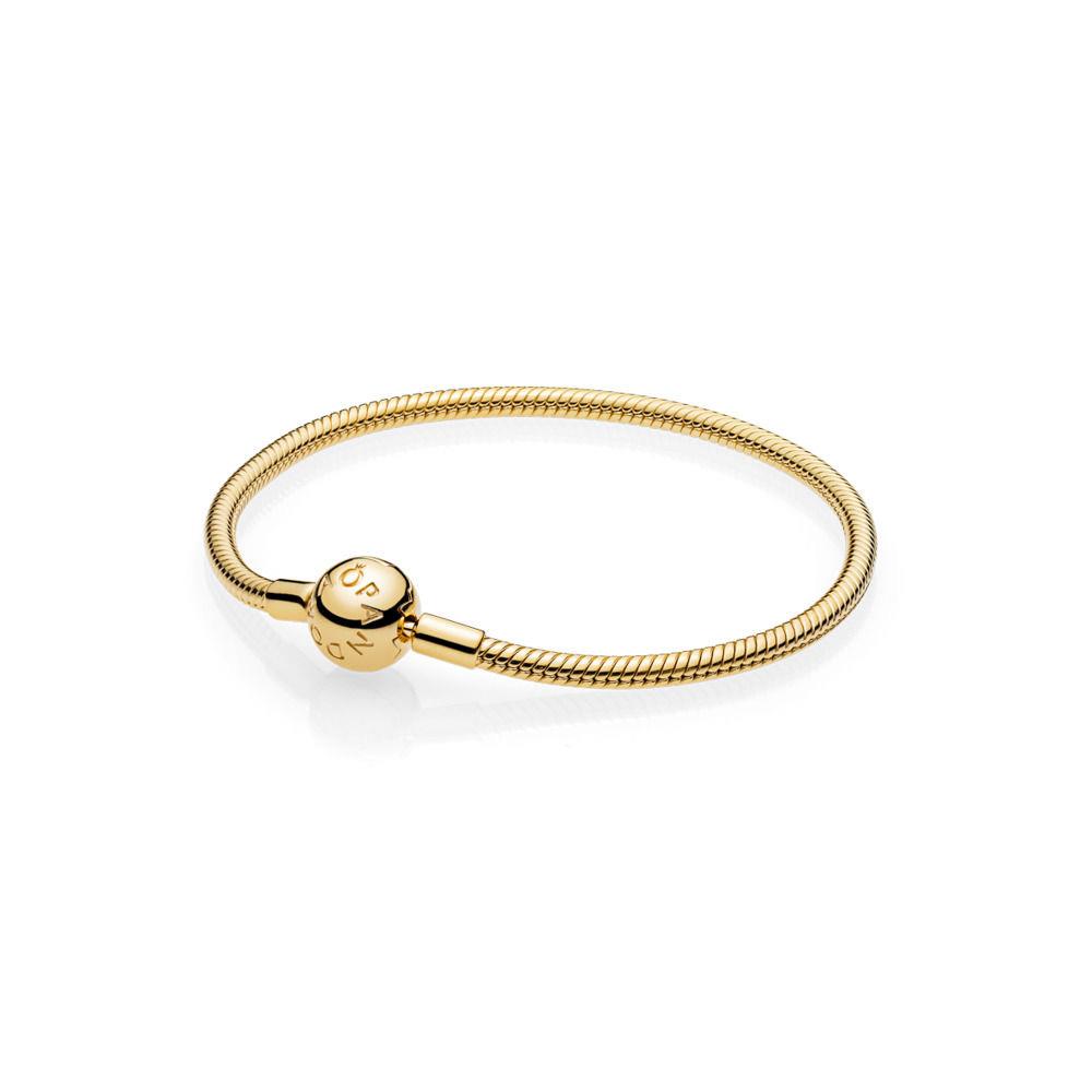 Pandora Moments Snake Chain Gold Plated Bracelet Size 7.9"