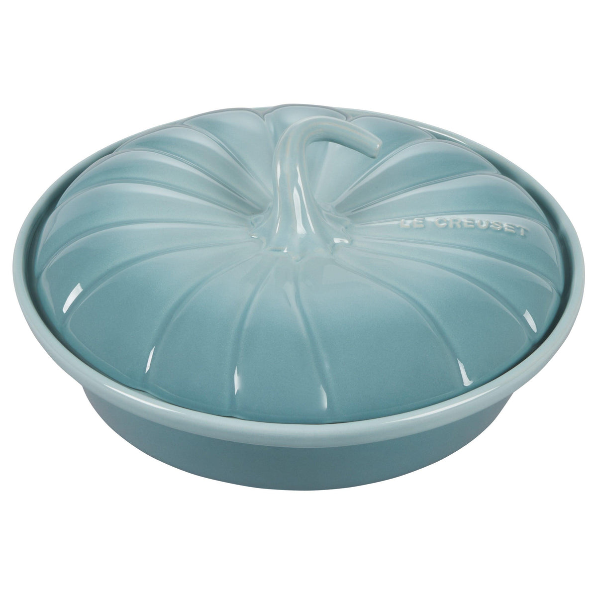 Le Creuset 9" Stoneware Pumpkin Casserole Baker w/ Lid Sea Salt