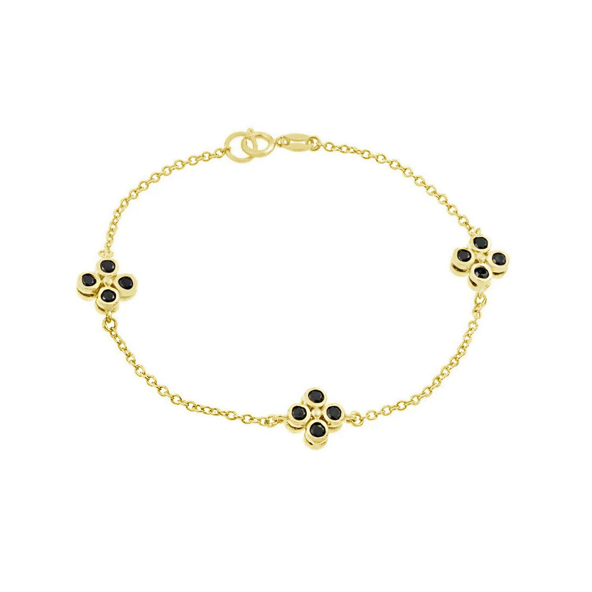 Infinity Luxe Jewelry Collection Three Clover Black CZ Inlay Bracelet