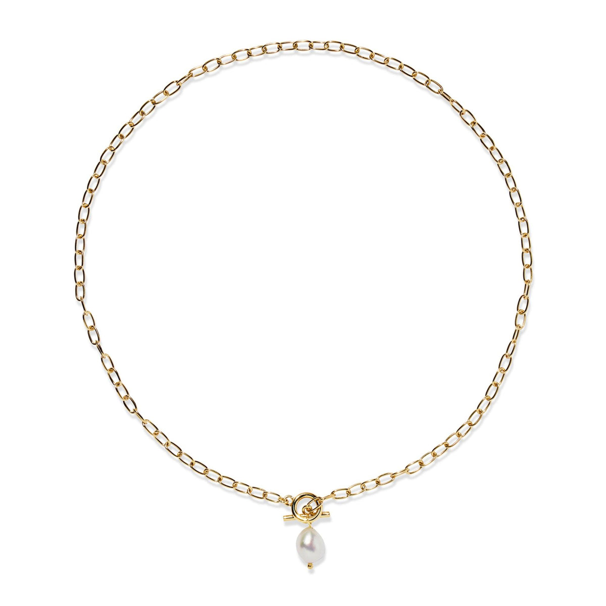 Jilco Paperclip Pearl Necklace Gold