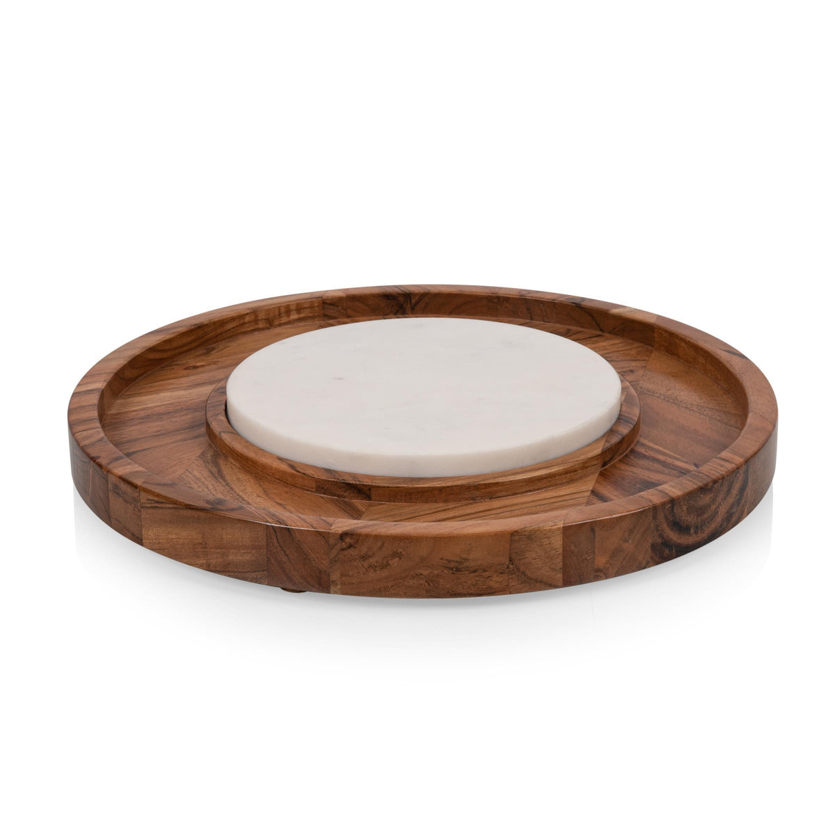 Picnic Time Isla Serving Platter - Acacia Wood with Marble