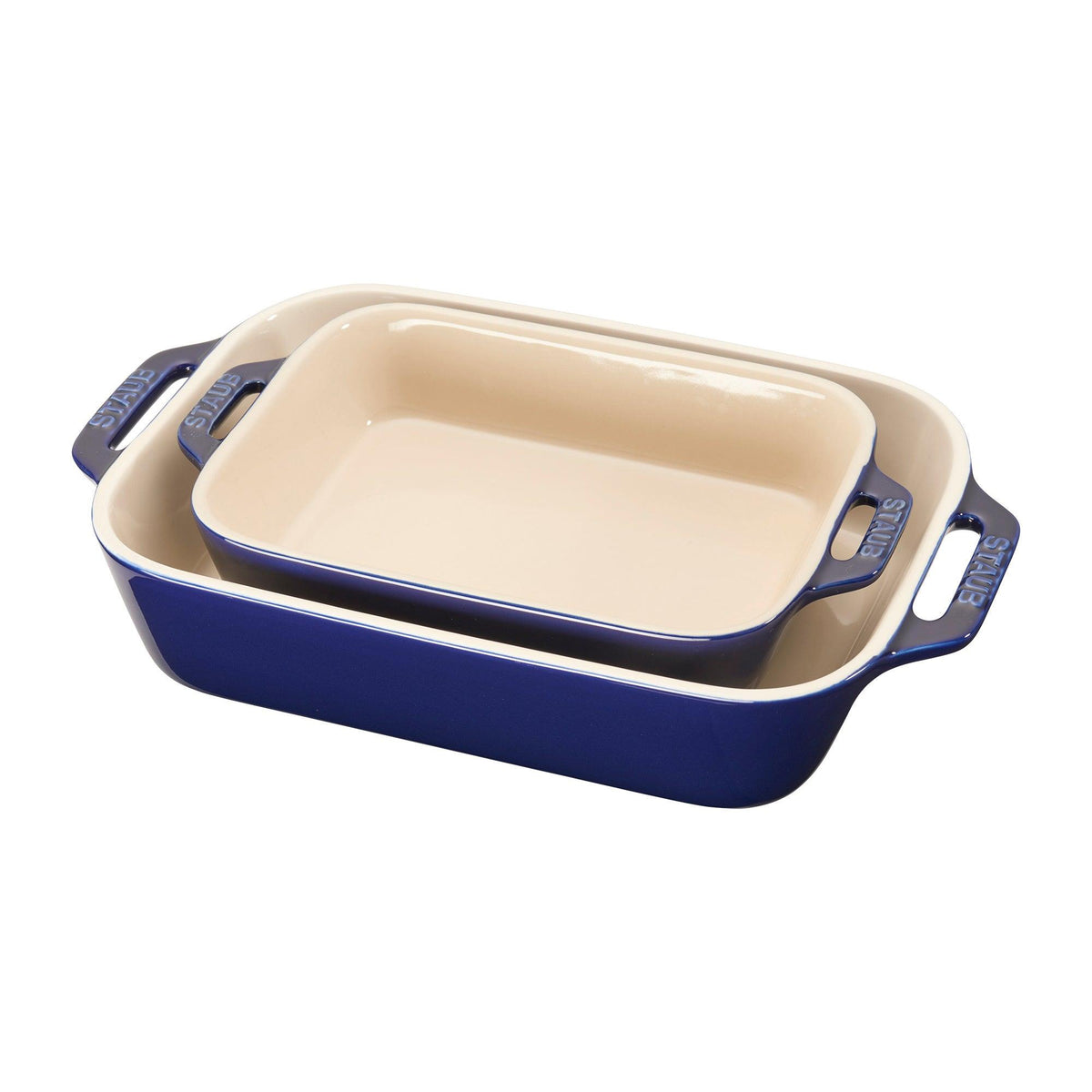 Staub 2pc Ceramic Rectangular Baking Dish Set Dark Blue
