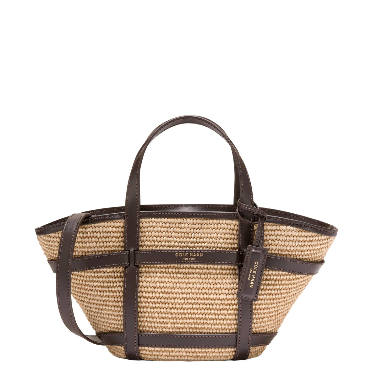 Cole Haan Key West Raffia Tote Crossbody - Natural/Dark Chocolate