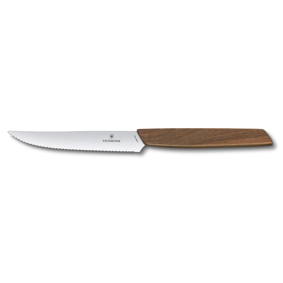 Victorinox Swiss Army Swiss Modern Wood Sets, 2-Piece Steak Knife Set (4.75" Serrated, Spear Point) Walnut