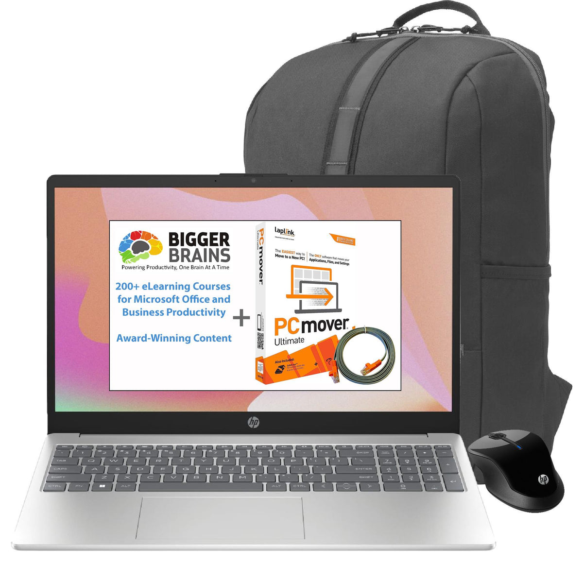 Hewlett Packard 15" Intel Notebook w/ backpack and wireless mouse