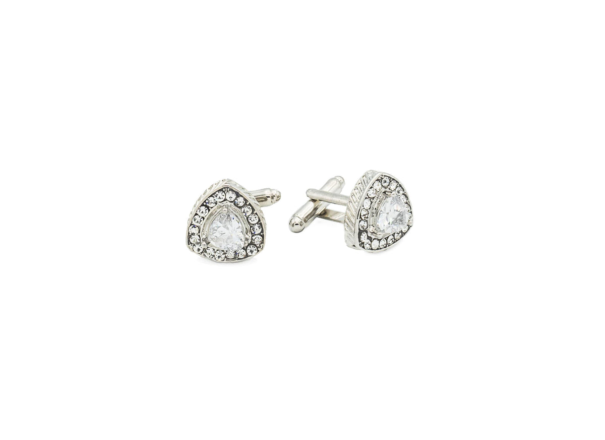 Completely Bella Silver Crystal Men's Cuff Links