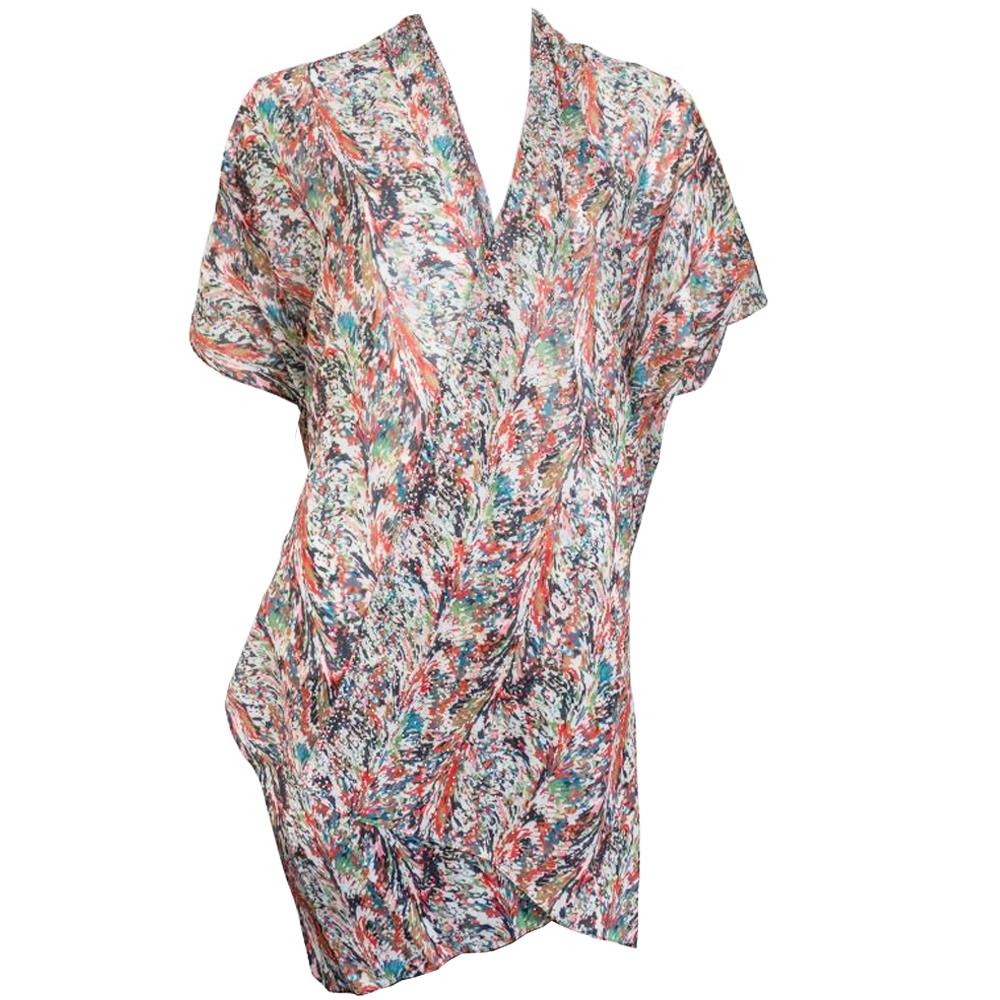 Jessica McClintock Abstract Marbled Kimono with Bling