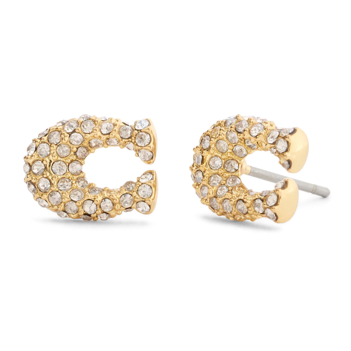 COACH Pav Signature C Stud Earrings - Crystal/Gold