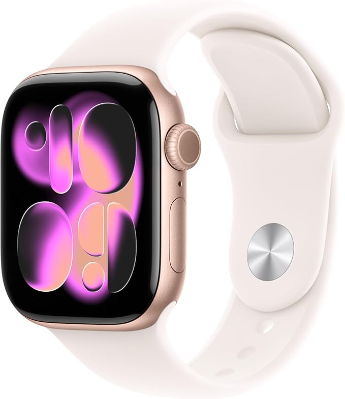 Apple Watch Series 11 GPS + Cellular 42mm Rose Gold Aluminum Case with Light Blush Sport Band - M/L