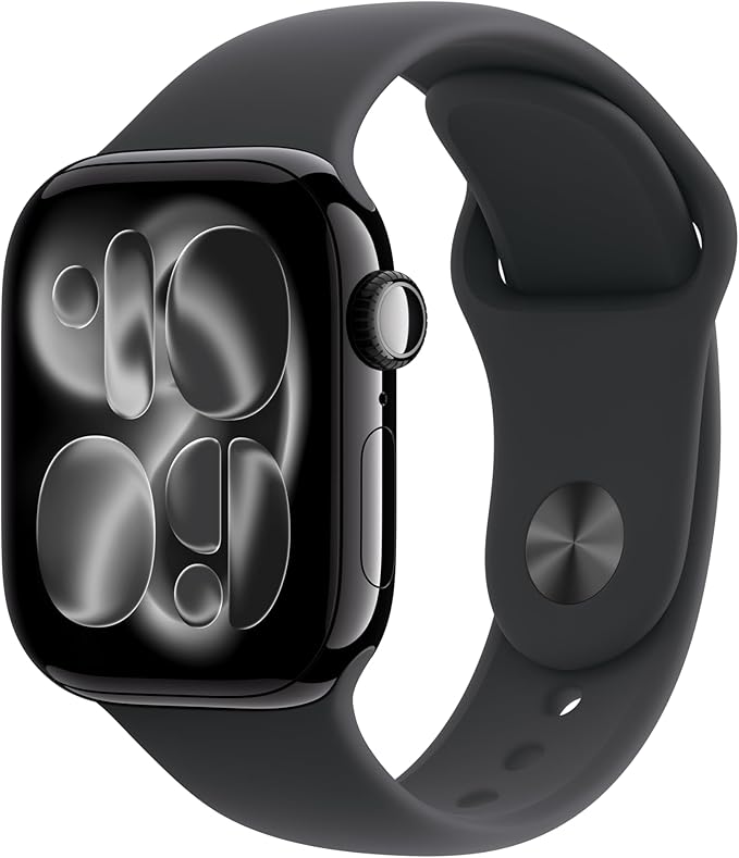 Apple Watch Series 11 GPS + Cellular 42mm Jet Black Aluminum Case with Black Sport Band - M/L