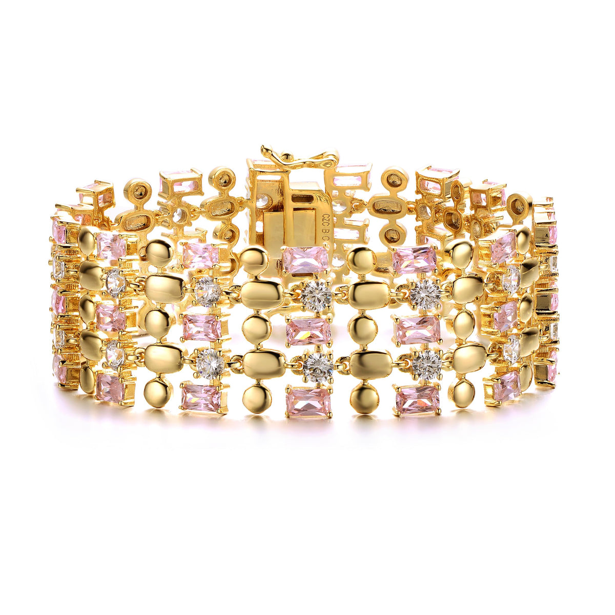GENEVIVE Luxury Gold Plated Statement Bracelet Size 7"
