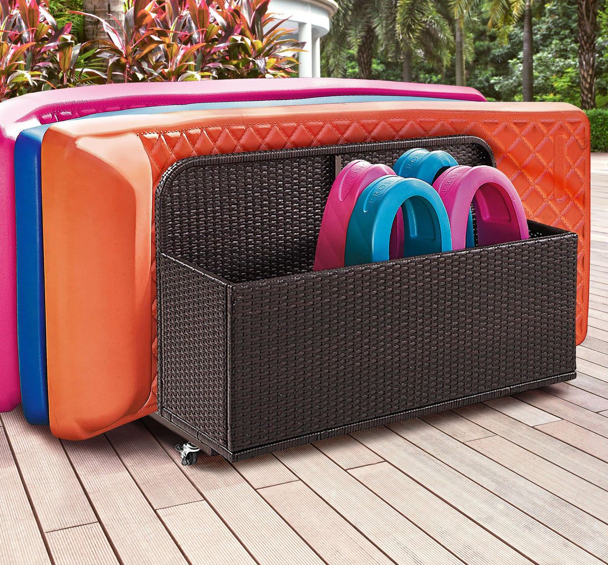 Crosley Outdoor Palm Harbor Wicker Outdoor Storage Pool Caddy