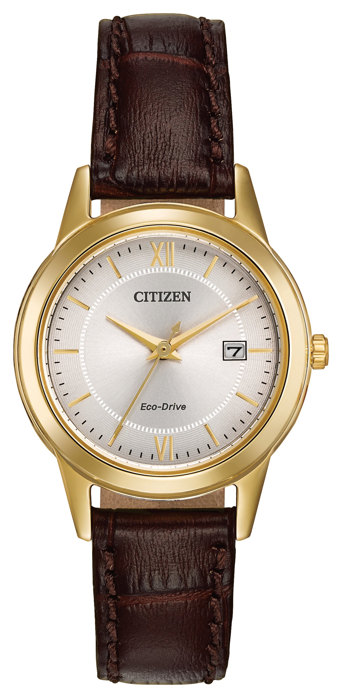 Citizen Watch Ladies' Classic Eco-Drive Leather Strap watch, Silver-Tone dial