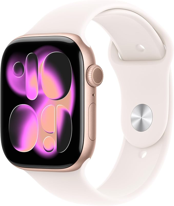 Apple Watch Series 11 GPS + Cellular 46mm Rose Gold Aluminum Case with Light Blush Sport Band - S/M