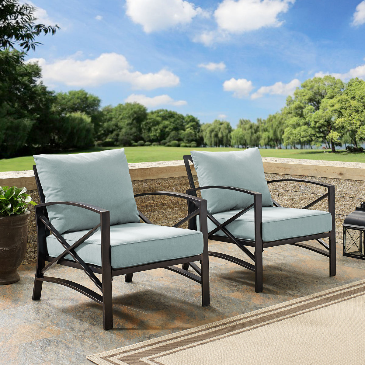 Crosley Outdoor Kaplan 2Pc Outdoor Chair Set