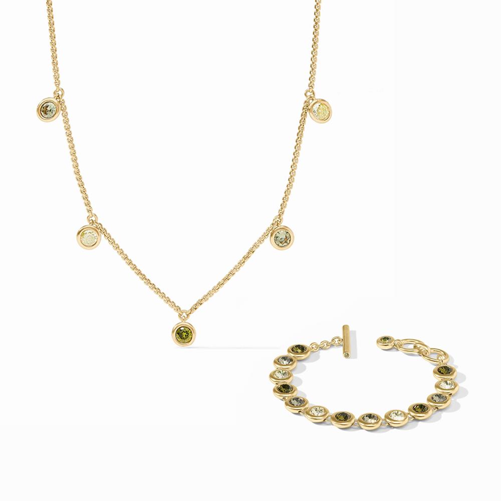 Julie Vos Rainbow Delicate Charm Necklace and Bracelet Set