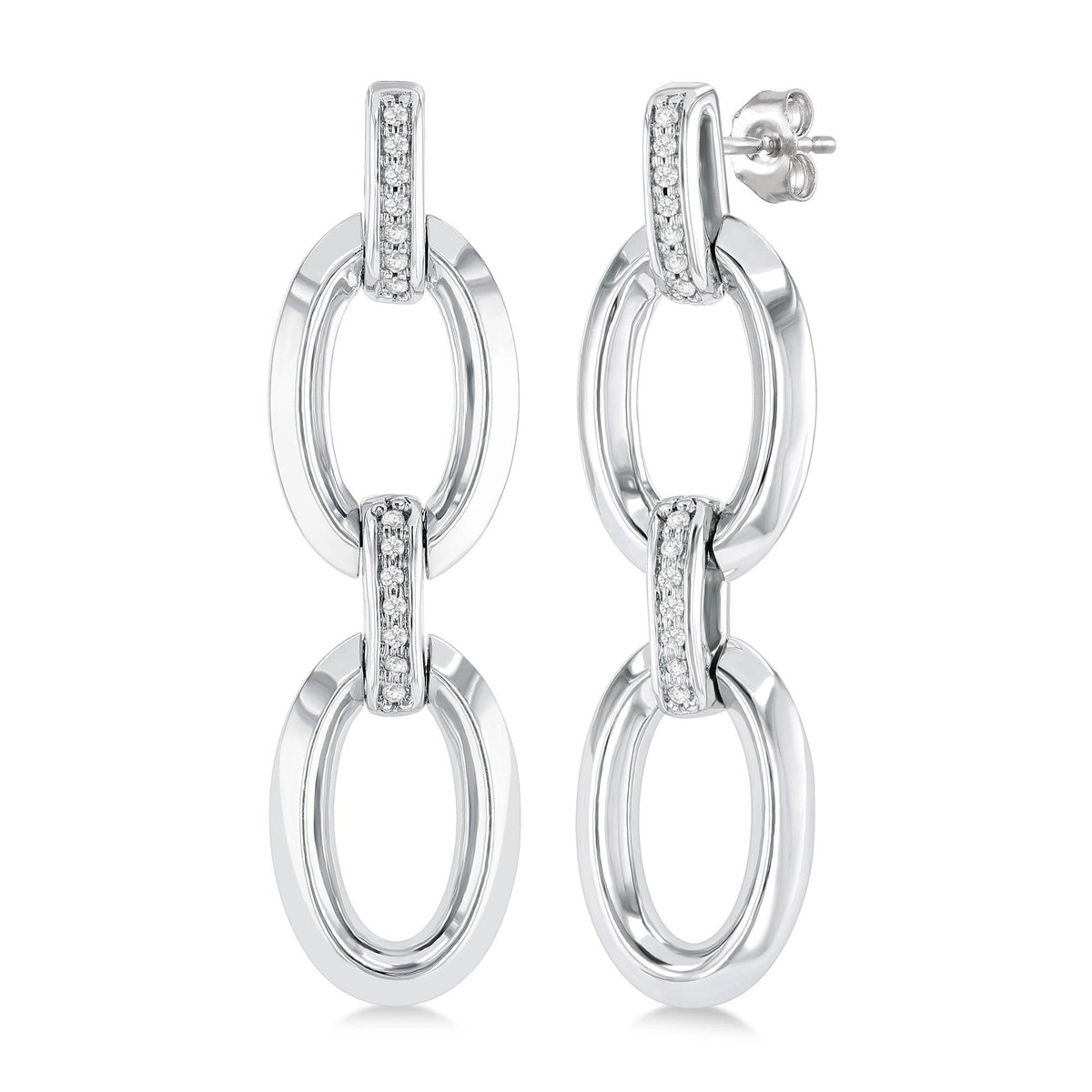Jilco Diamond Oval Link Drop Earrings