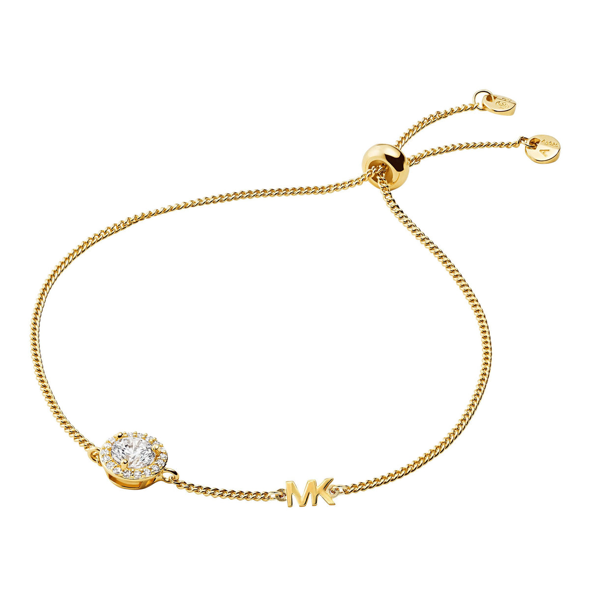 Michael Kors Precious Metal Pave Sterling Silver Slider Bracelet Gold