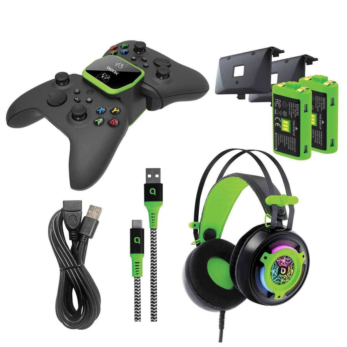Bionik Xbox Series X/S Pro Kit - Headset Charge Base Battery Packs Cables