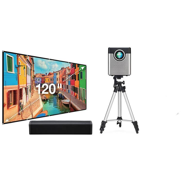 GPX iLive 720p Projector w/Screen/Bluetooth Soundbar & Tripod Stand