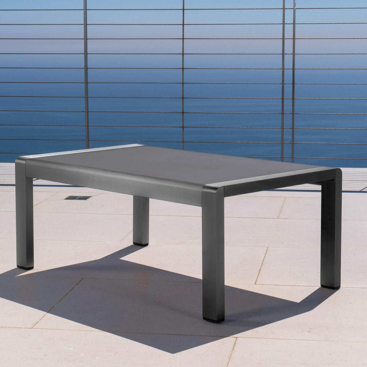 Stark Home Cape Coral Outdoor Glass Top Aluminum Coffee Table