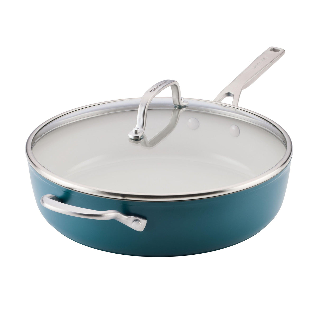 KitchenAid 5qt Hard Anodized Ceramic Induction Saute Pan w/ Lid & Handle Porcelain White
