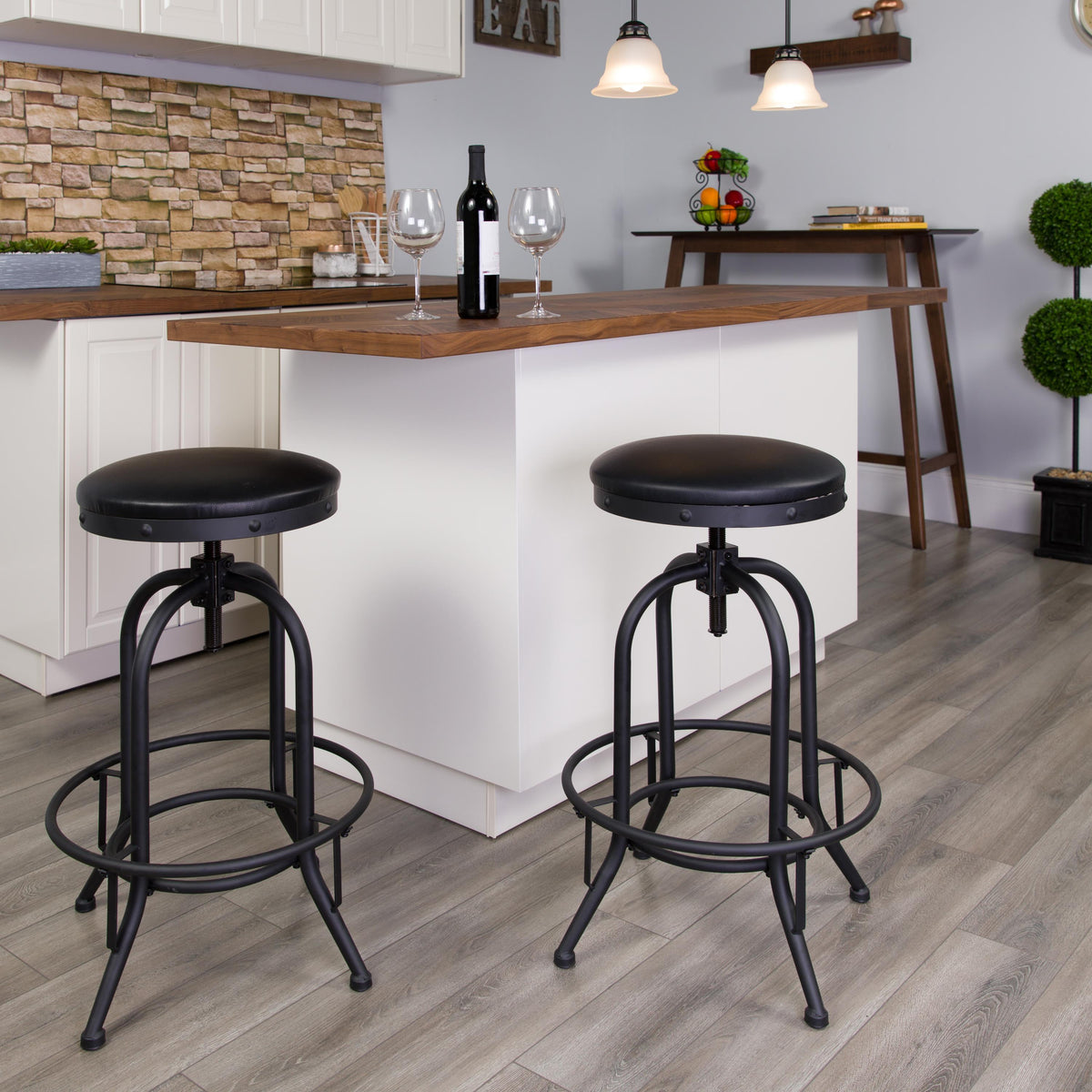 Flash Furniture 30" Barstool with Swivel Lift Black LeatherSoft Seat