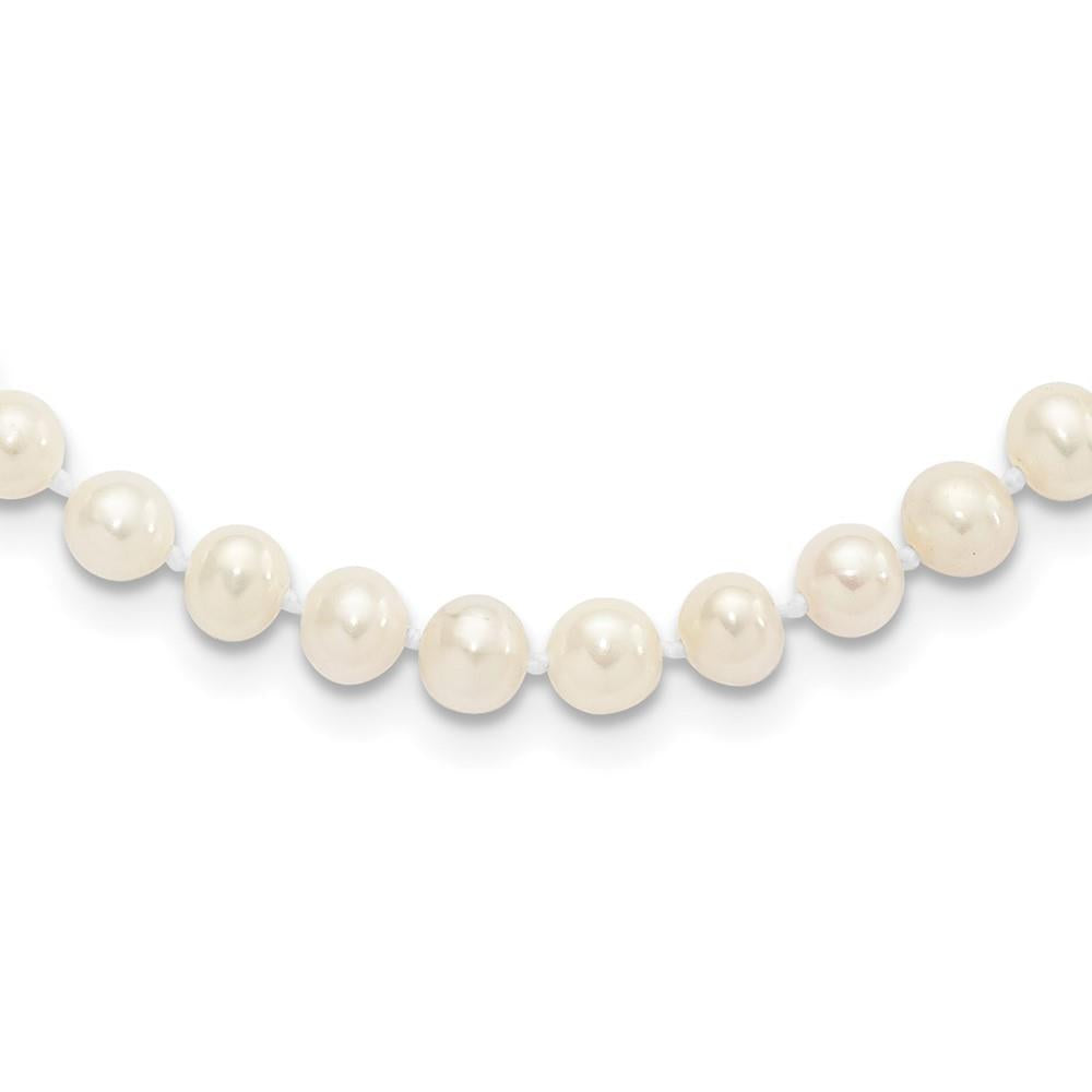 Distinctive Sterling Silver 5-6mm White Freshwater Cultured Pearl Necklace 16"