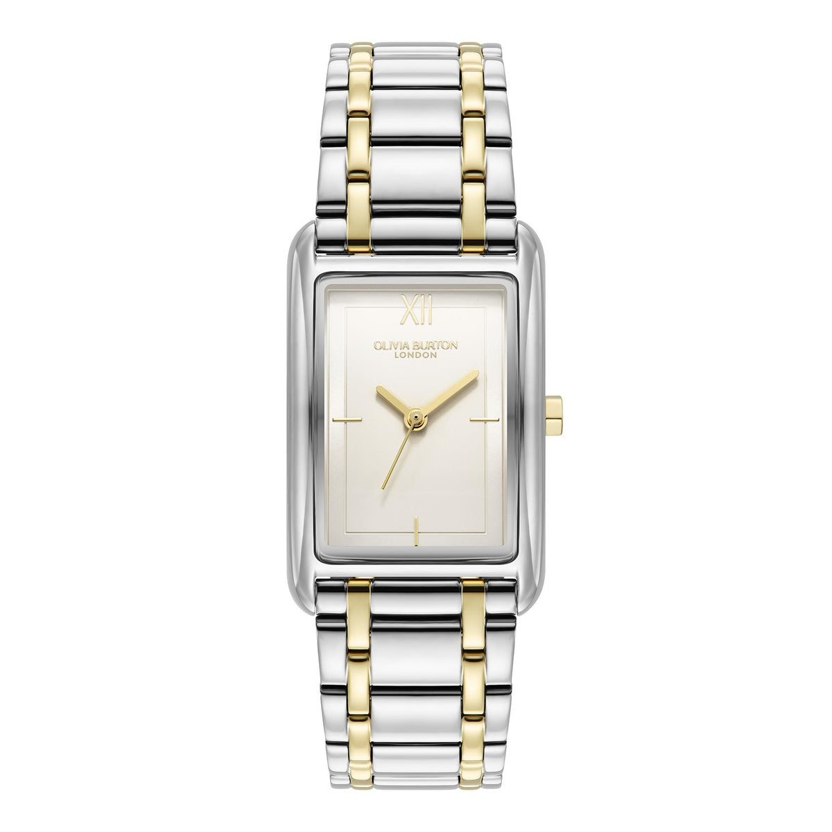 Olivia Burton Grove. Two-Tone/Stainless Steel case & link bracelet. Silver/White dial