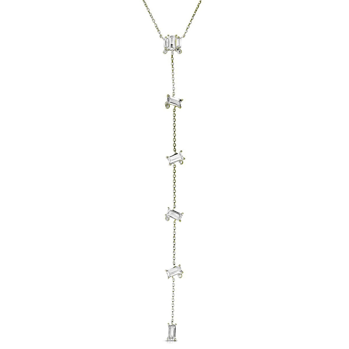 Jilco White Topaz "Y" Necklace Silver